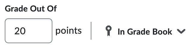 Screenshot showing points field and In Grade Book drop-down