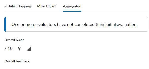 Message displayed when 1 or more evaluators have not completed their evaluation