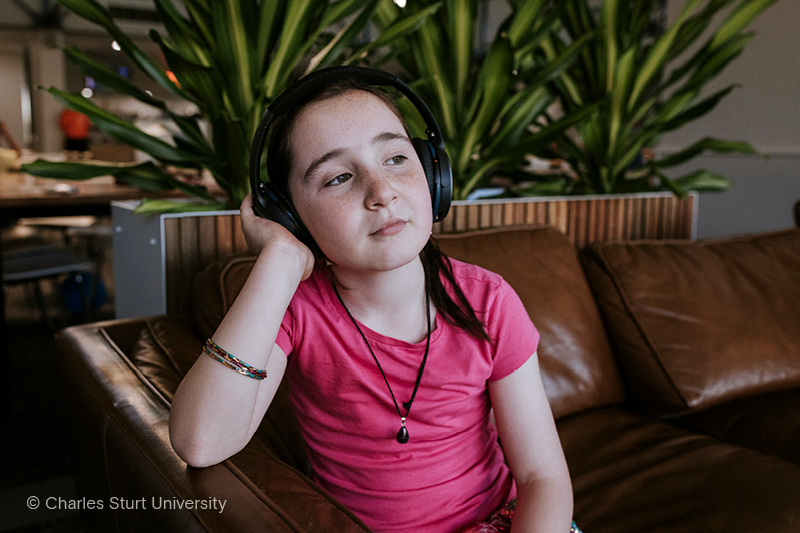 Child wearing headphones