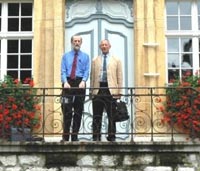 CSU Associate Professor Greg Walker and Berne University of Applied Sciences&rsquo; Head of Continuing Education, Professor Cuno W&uuml;thrich, in front of the Swiss institution's oldest building, which dates back to 1654.