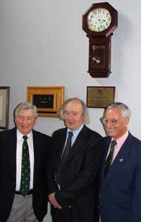 John Bowen on the left in 1994 during the presentation to CSU of the commemorative clock from the 49ers.