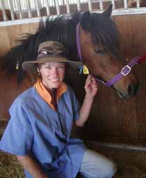 PhD student Ms Kellie Tinworth at CSU Equine Centre.