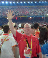 CSU’s Dr Stephen Bird at the closing ceremony of the 2008 Beijing Olympic Games.