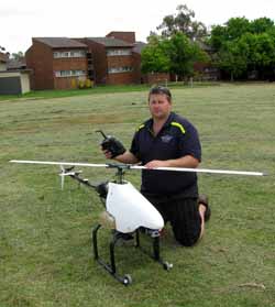 Dr Remy Dehaan from CSU with an UAV. 