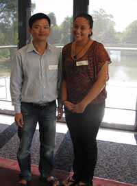 CSU students Mr Tuan Dang from Vietnam and Ms Leilani David from Fiji.