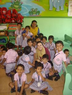 CSU student Ms Suska Denham with school children in India in January 2014