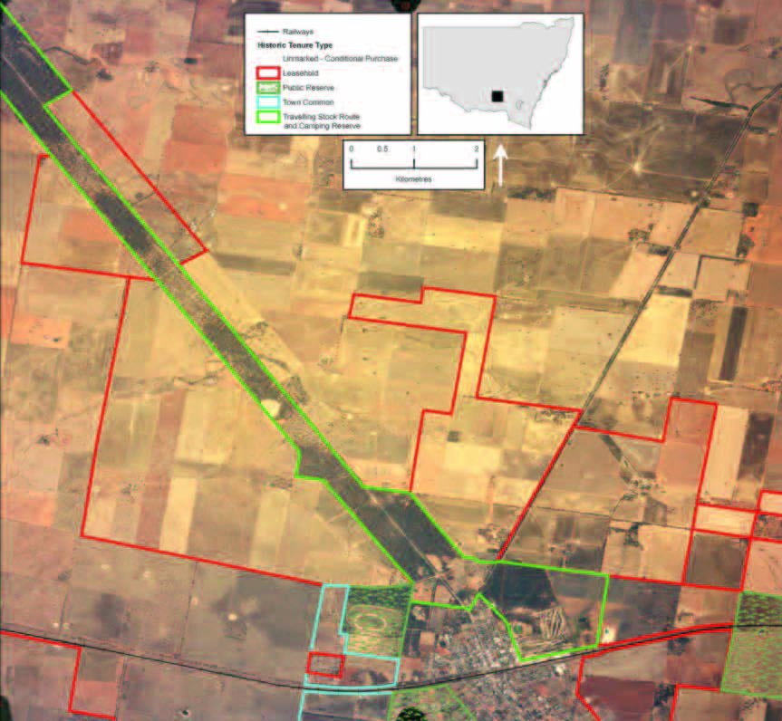 Aerial map showing woodland remnants surrounded by farmland