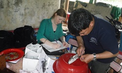 Ms Bettina Greive working in Laos