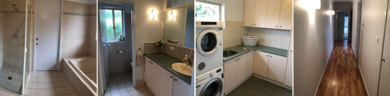 Composite of the bathroom and laundry facilities