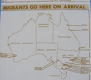 Australian location map of migrants