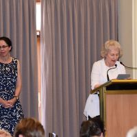 Associate Professor Anne Harrington introduces Dr Robyn Wrigley-Carr's keynote address: “Corporate Worship for People with Dementia: stimulating the senses and rituals” . Photograph by Sarah Stitt