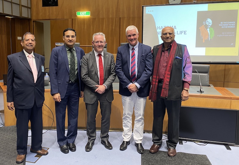 Professor Anthony Maher at a Symposium on Reflections on Gandhi