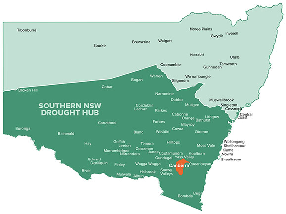 Map of the Southern NSW Region - described in text