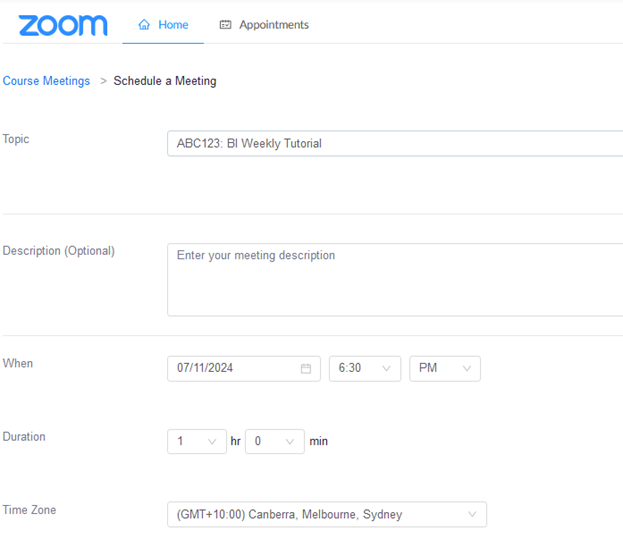 Zoom settings