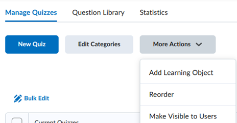 Select Add Learning Object from the More Actions drop-down menu