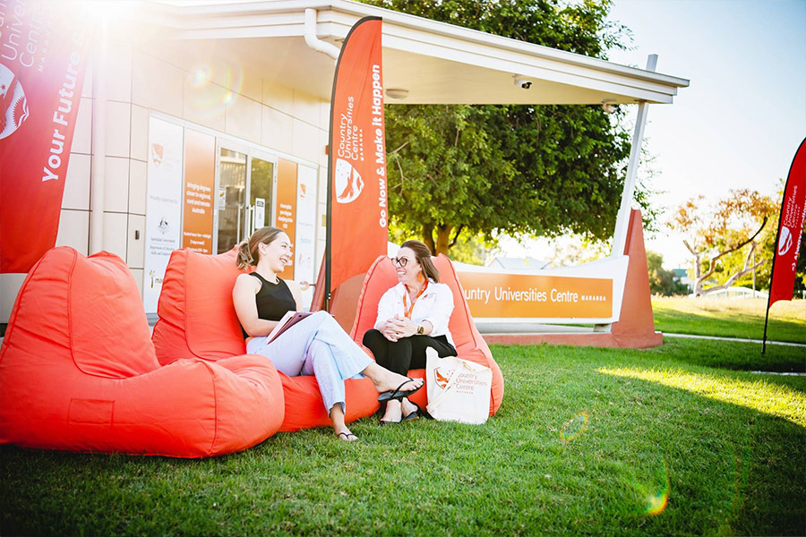 Country University Centre staff talking to students