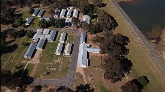 Aerial shot of Bonegilla buildings and surrounds