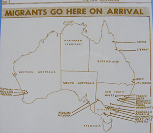 The migrant accommodation centres established by the Commonwealth to take in non-British migrants.