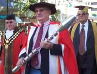 CSU Chancellor Laurie Willett, AO (right) and Wagga Wagga City Mayor Kerry Pascoe in the 2007 Town and Gown Academic Procession.