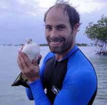 Dr Andrew Peters from CSU with a Pied Imperial-pigeon.  