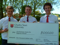 2013 Game On winners James Keech, Alex Mitton and Juan Kritzinger from All Saints College in Bathurst.
