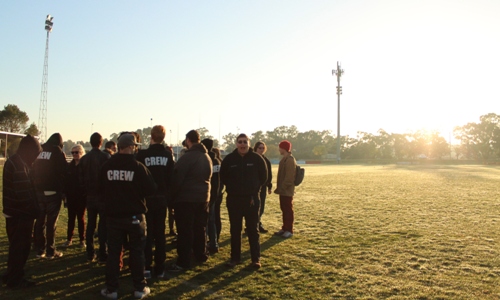 TV production students from CSU at Maher Oval in Wagga Wagga.