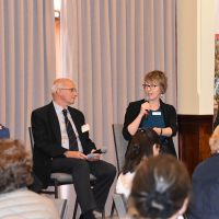 The plenary panel session on Tuesday 20 October with Paul Bongiorno, Rt Rev Prof Stepehen Pickard (chair) Ilsa Hampton and Rev A/Prof Andrew Cameron. Photograph by Sarah Stitt