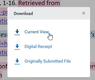 Turnitin export current view