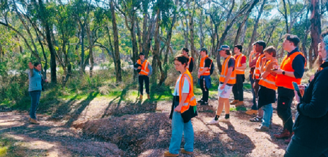 Engineering students inspect the lookout site