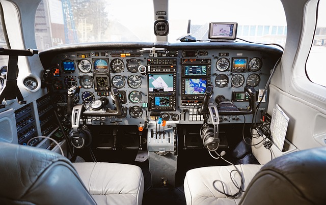 View of cockpit of and an aircraft