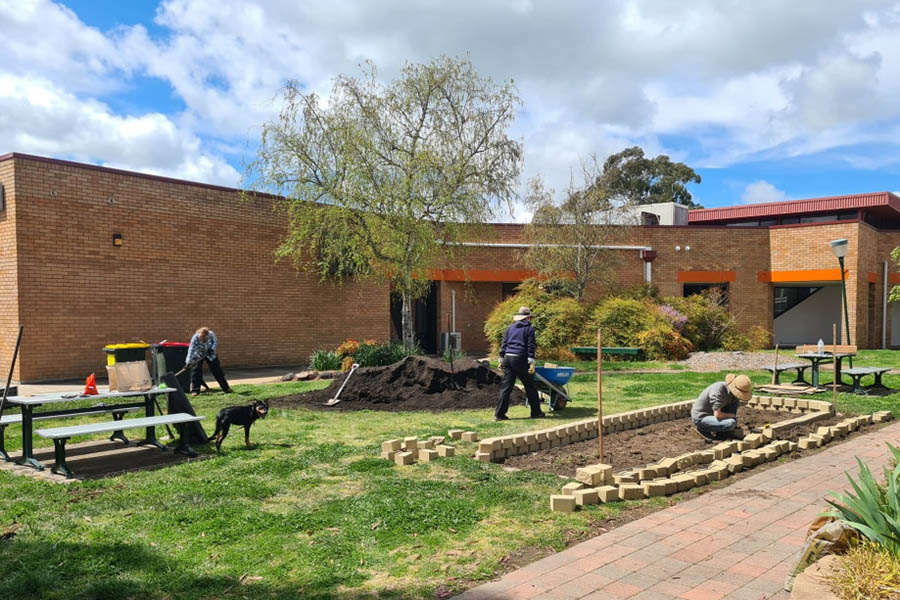 Progress being made on the Pollinator Garden.