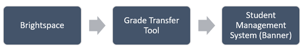 The Grade transfer tool takes data from the Brightspace Gradebook and transfers it to Banner