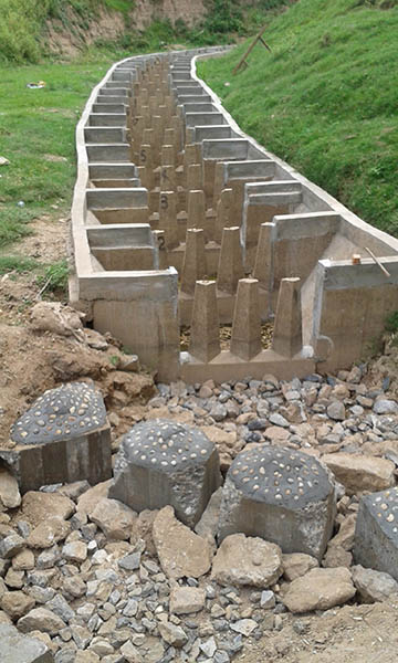 The Lower Mekong River’s first demonstration fishway being constructed in Lao PDR in 2012.