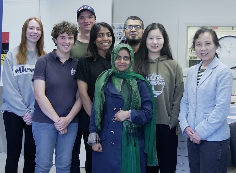 Research team with students