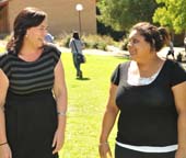 Indigenous Employment Coordinator at CSU Ms Catherine Maxwell (left) with former CSU trainee Ms Maggie Lipu.