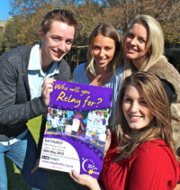 (L to R) Jerrod, Ella, Jenna and Sarah (at front in red), organisers of the 2012 CSU Mini Relay For Life.
