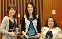 CSU's Dr Jane McCormack (centre) with other awardees (left) Dr Danielle Levac, a physiotherapist from Masters University in Canada and Dr Amy Houtrow, a pediatric rehabilitation physician from the University of Pittsburgh, USA.