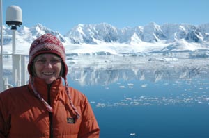 Dr Rosemary Black in the Antarctic.