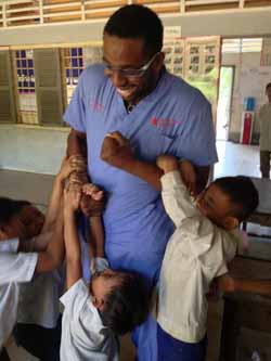 Oral health student Mr Rhema Ndukwe in in Cambodia.