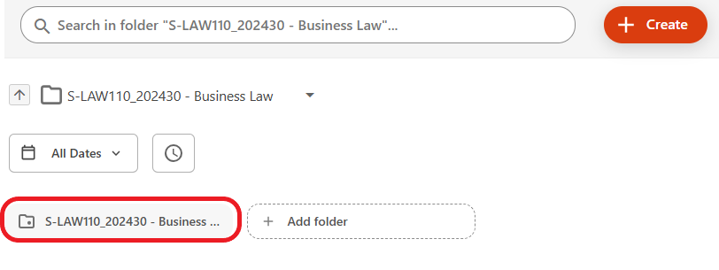 The video assignments folder in Panopto