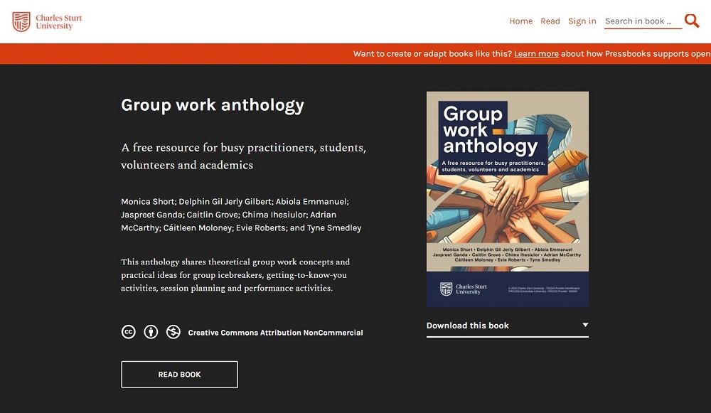 Image of online book: Group work anthology: A free resource for busy practitioners, students, volunteers and academics