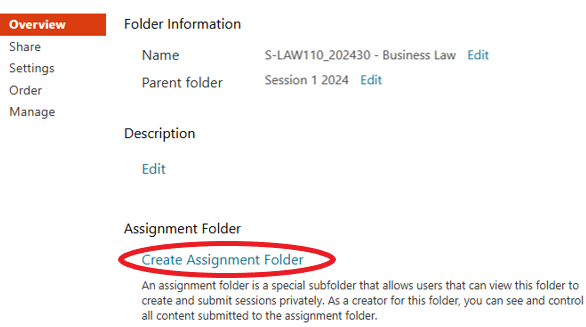 Create Assignment Folder