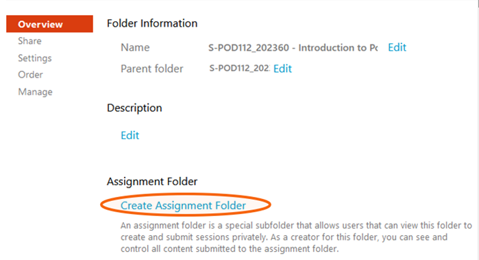 Create Assignment Folder