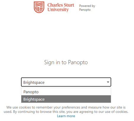 Sign in to Panopto using the Brightspace option