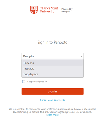 Sign in to Panopto using the Brightspace option