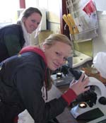 Finley High School students Hannah Campbell and Gabbie Thompson at the 2011 Ag Enrighment Day