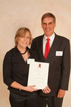 Emma Pallet and Mr Robert O'Reilly at the 2005 Charles Sturt Foundation Scholarship Ceremony