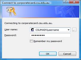 Screen grab of Promaster Login Box showing Username and Password fields