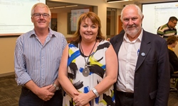 Photo of CSU Executive Dean of Science Professor Tim Wess, Family and Community Services Ms Donna Argus and Wagga Mayor Cr Rod Kendall