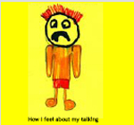 Luke (pseudonym) draws how he feels about the way he talks (courtesy SOTE CSU Bathurst)